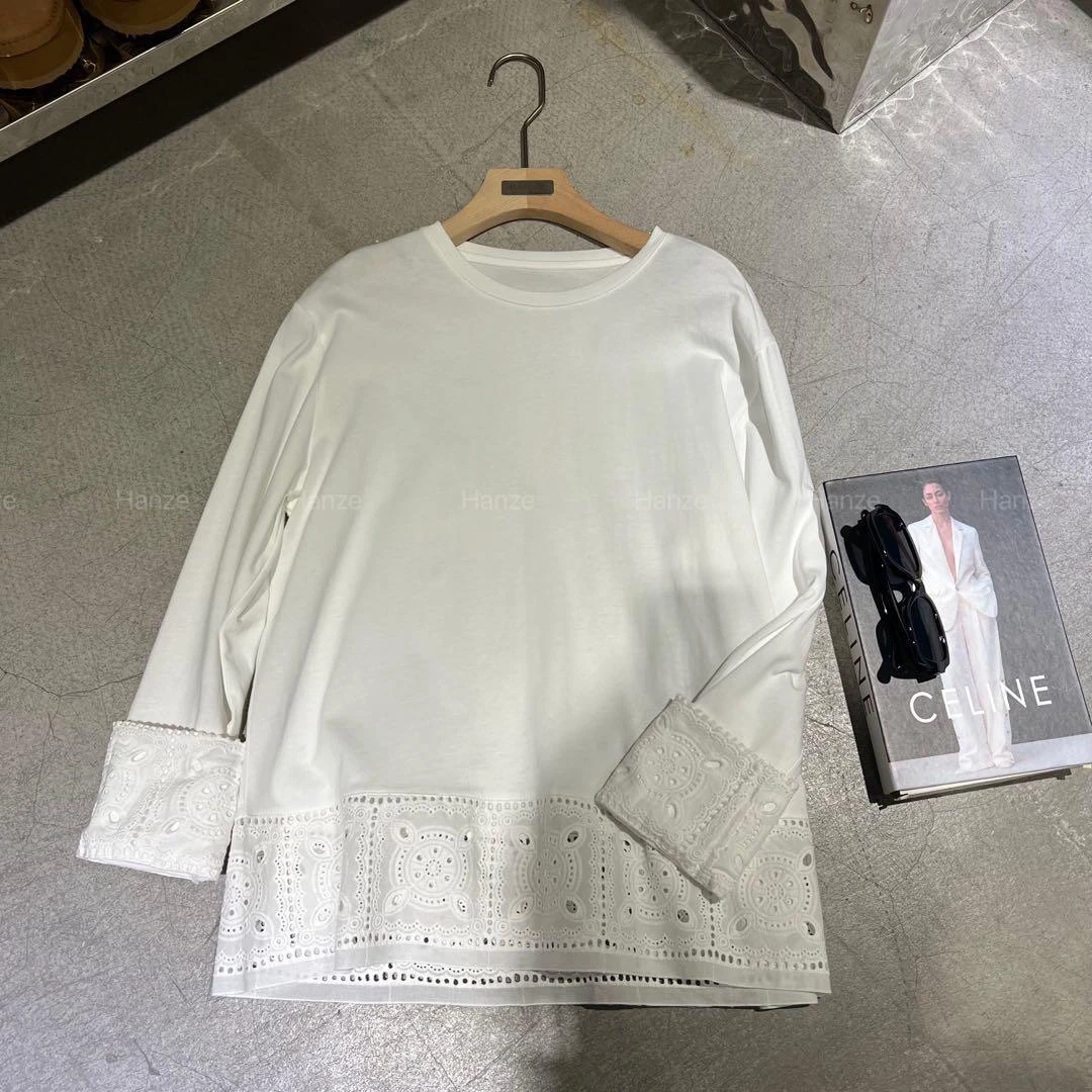 杨杨 HZ-欧货原版蕾丝白T上衣2T121