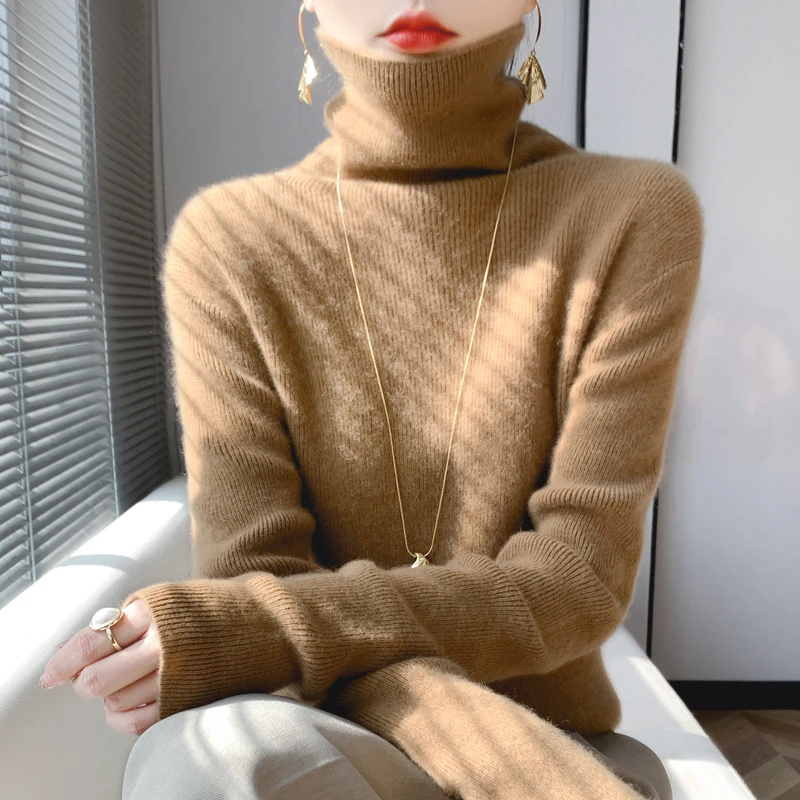 直播间福利纯色堆堆领针织打底衫毛衣