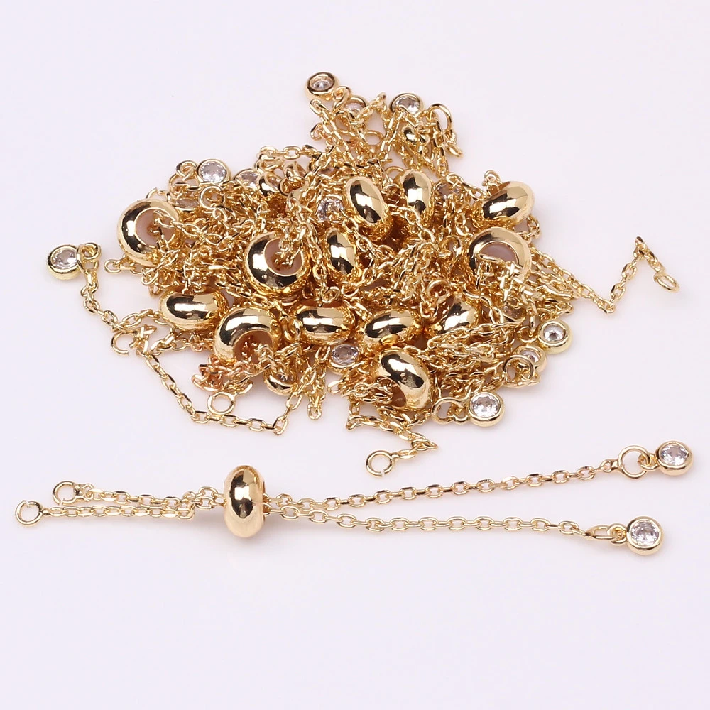 《洁雨饰品》铜镀金短款推拉链链条DIY