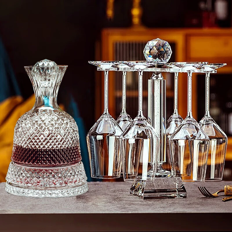 家用高档高脚杯红酒杯套装旋转描金红酒杯子网红爆款