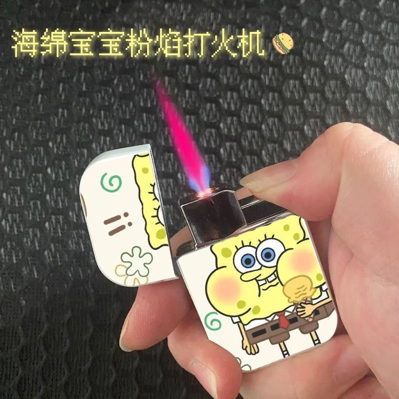 海绵宝宝充气打火机粉色火焰可爱卡通童年女款创意可送男朋友时尚