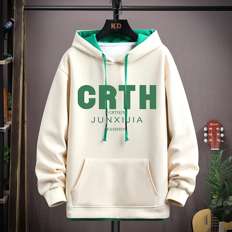 连帽卫衣男士秋冬季2023新款美式潮牌印花休闲青少年宽松长袖t恤