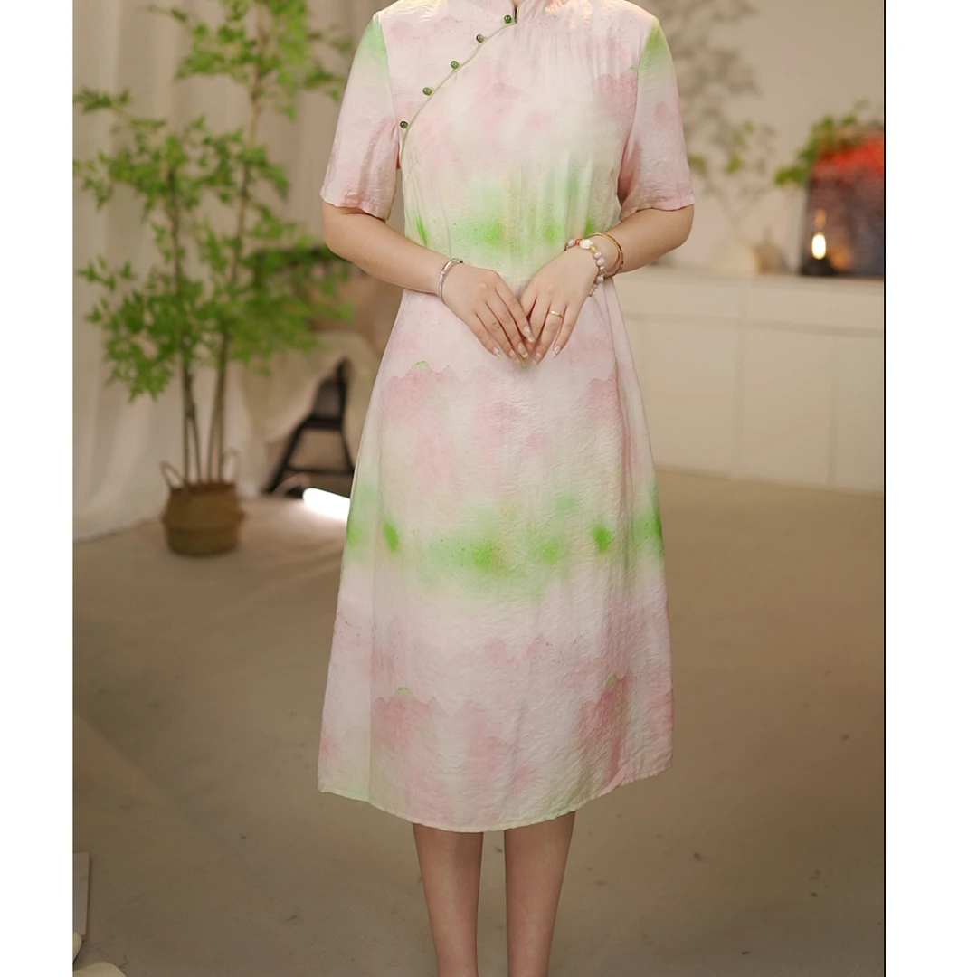 【现货】【栩栩如生】改良版旗袍新中式国风复古宽松大摆连衣裙-LSL70