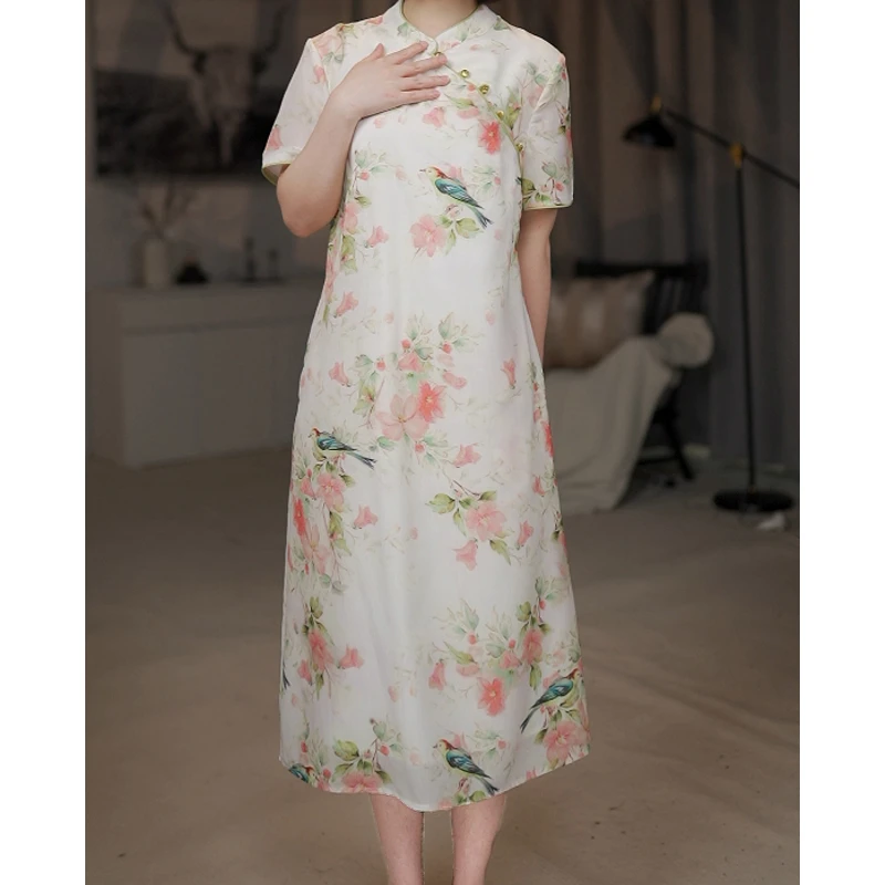 【现货】【喜上眉梢】改良版旗袍新中式国风复古宽松的大摆连衣裙-Q08