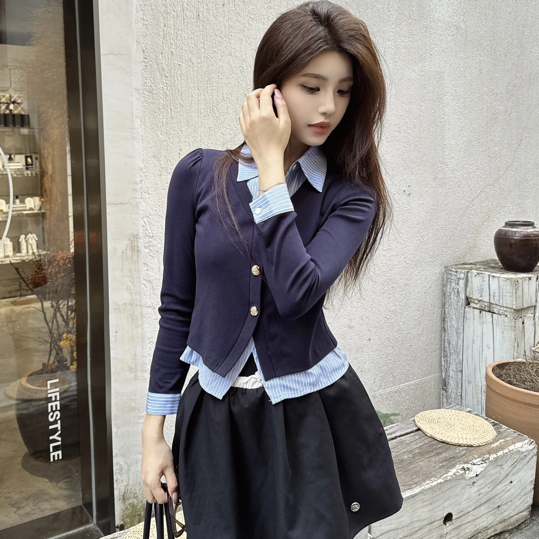 【RG3165】2024年秋冬新款时尚气质百搭减龄显瘦新款女装小衫