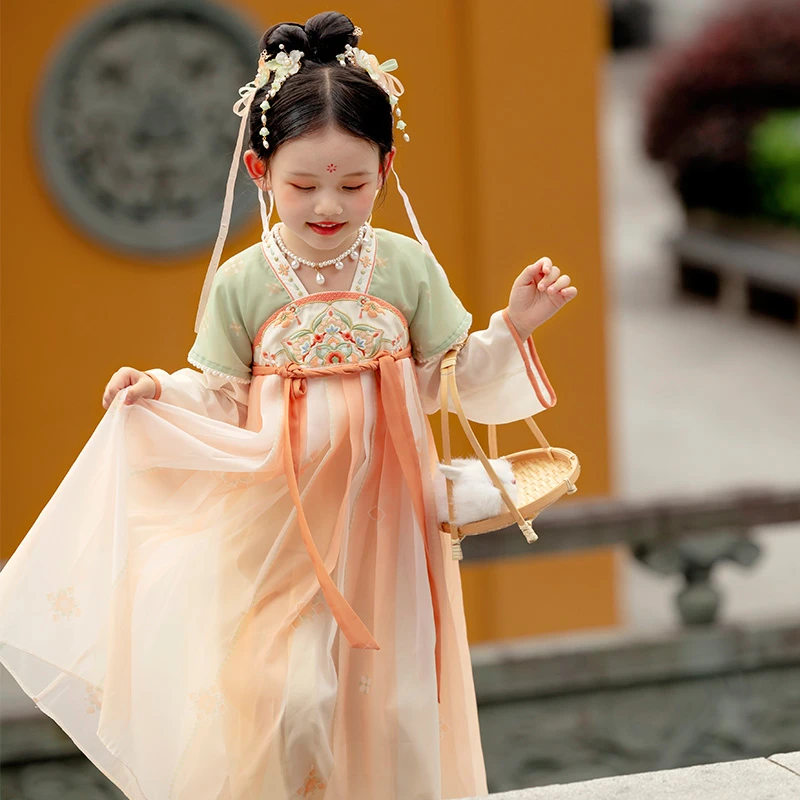 古月家.琼华 汉服女童春秋款儿童古风亲子装襦裙中国风敦煌表演服