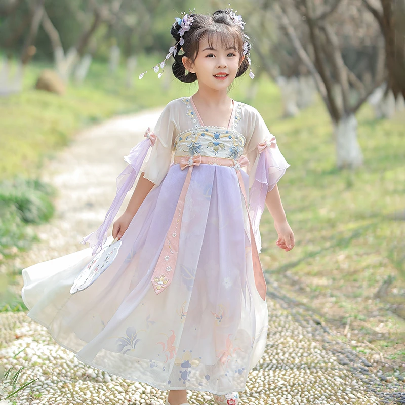 古月家.望川 母女童汉服夏季古风亲子装薄款襦裙中国风儿童表演服