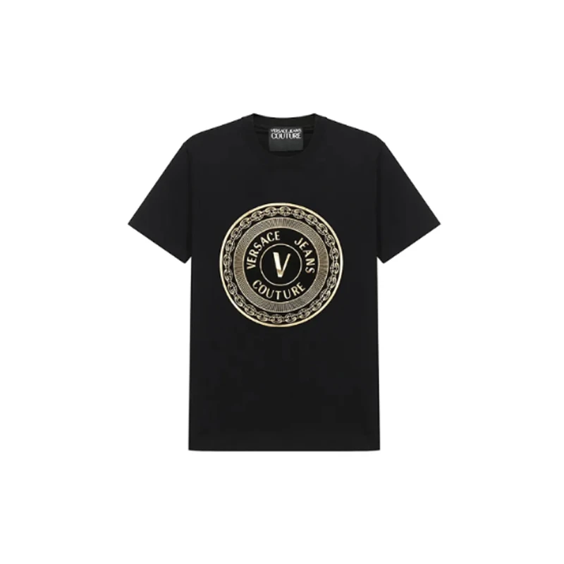 Versace Jeans Couture/Versace Jeans Couture黑金圆V logo短袖