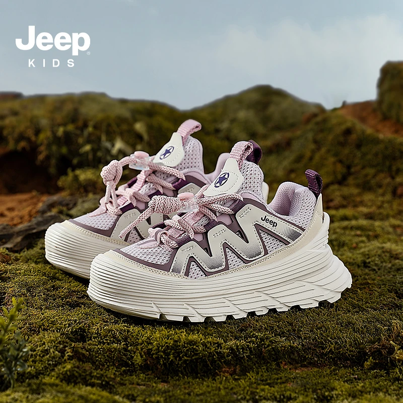 JEEP跑步鞋男童3-15岁软轻弹运动鞋防滑耐磨软底软面户外运动鞋子