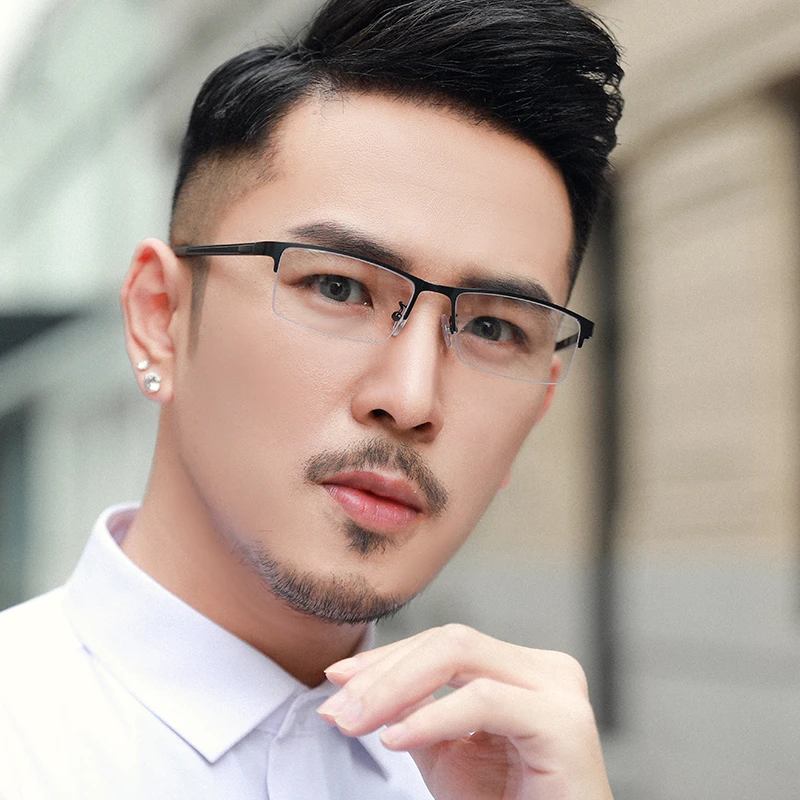超轻半框金属韩版潮商务男近视眼镜可配度数防蓝光辐射平光成品镜