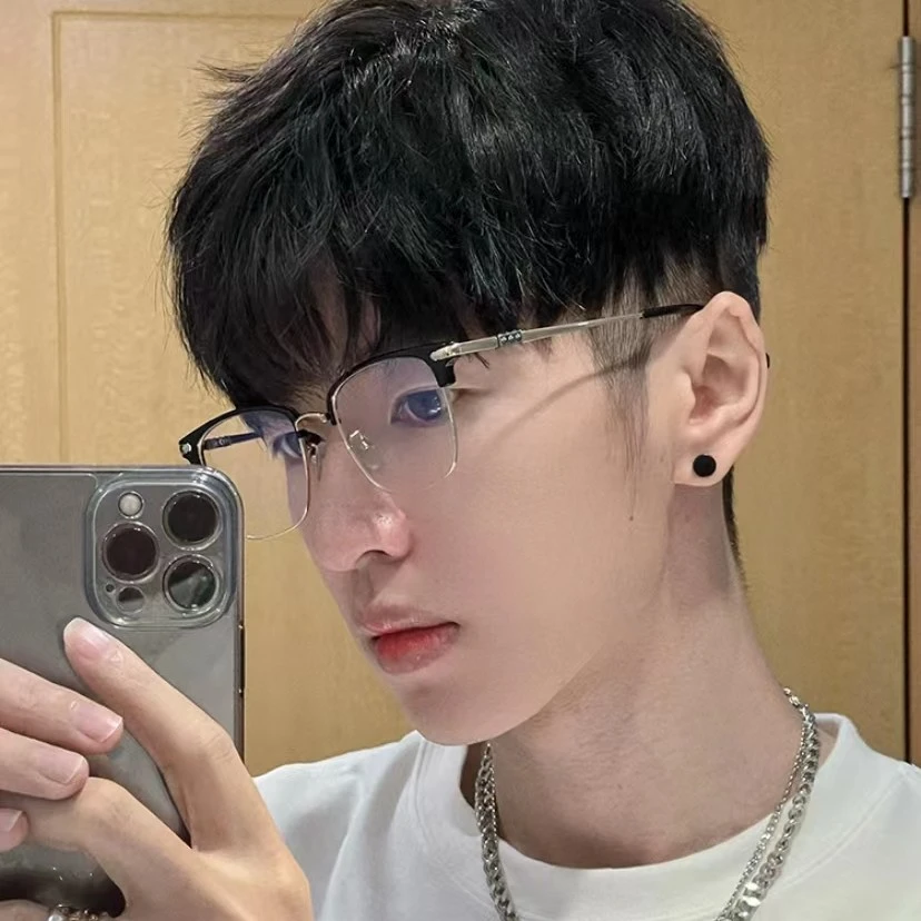 斯文败类眼镜半框近视眼镜框男款可配度数镜片理工大脸眼睛框镜架
