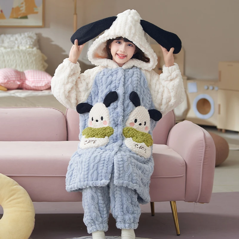 bejirog/北极绒女童2025秋冬季新品加厚款卡通可爱珊瑚绒保暖睡袍