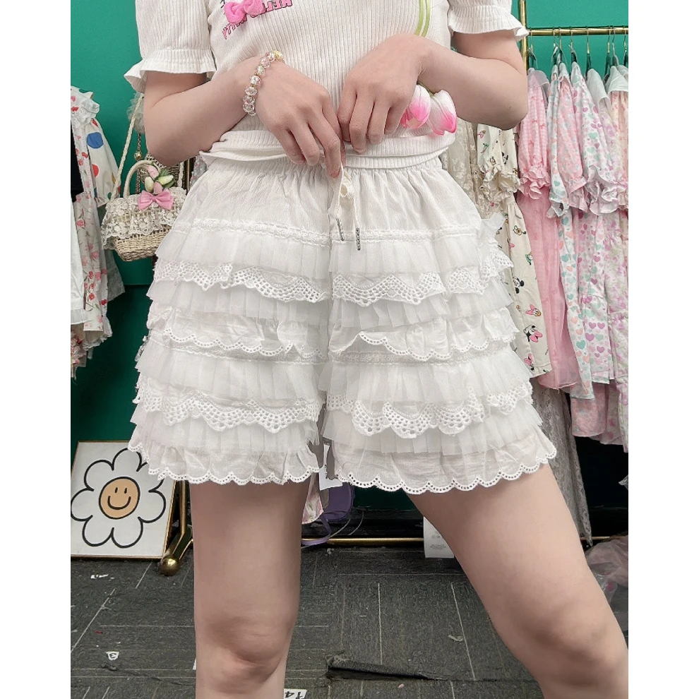 【韩代同款蛋糕裤裙】重工A字版百搭短裤 中腰甜美显瘦纯色半身裙