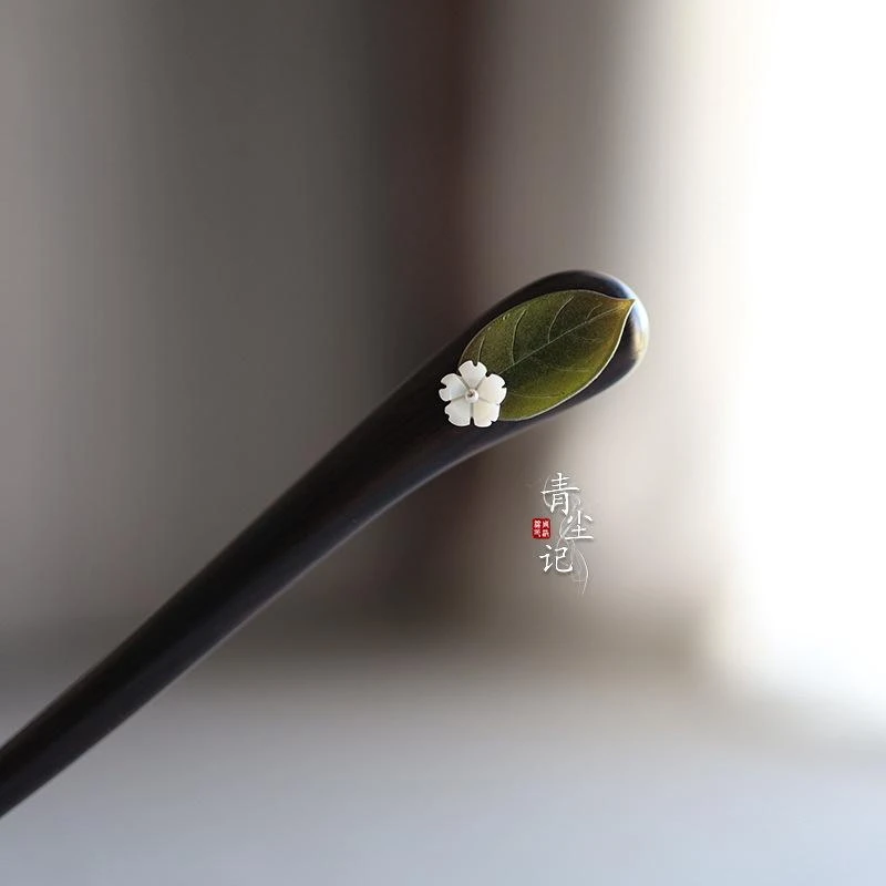 中国风简约樱花发簪古风日常盘发簪子百搭古典手工木发簪发饰头饰