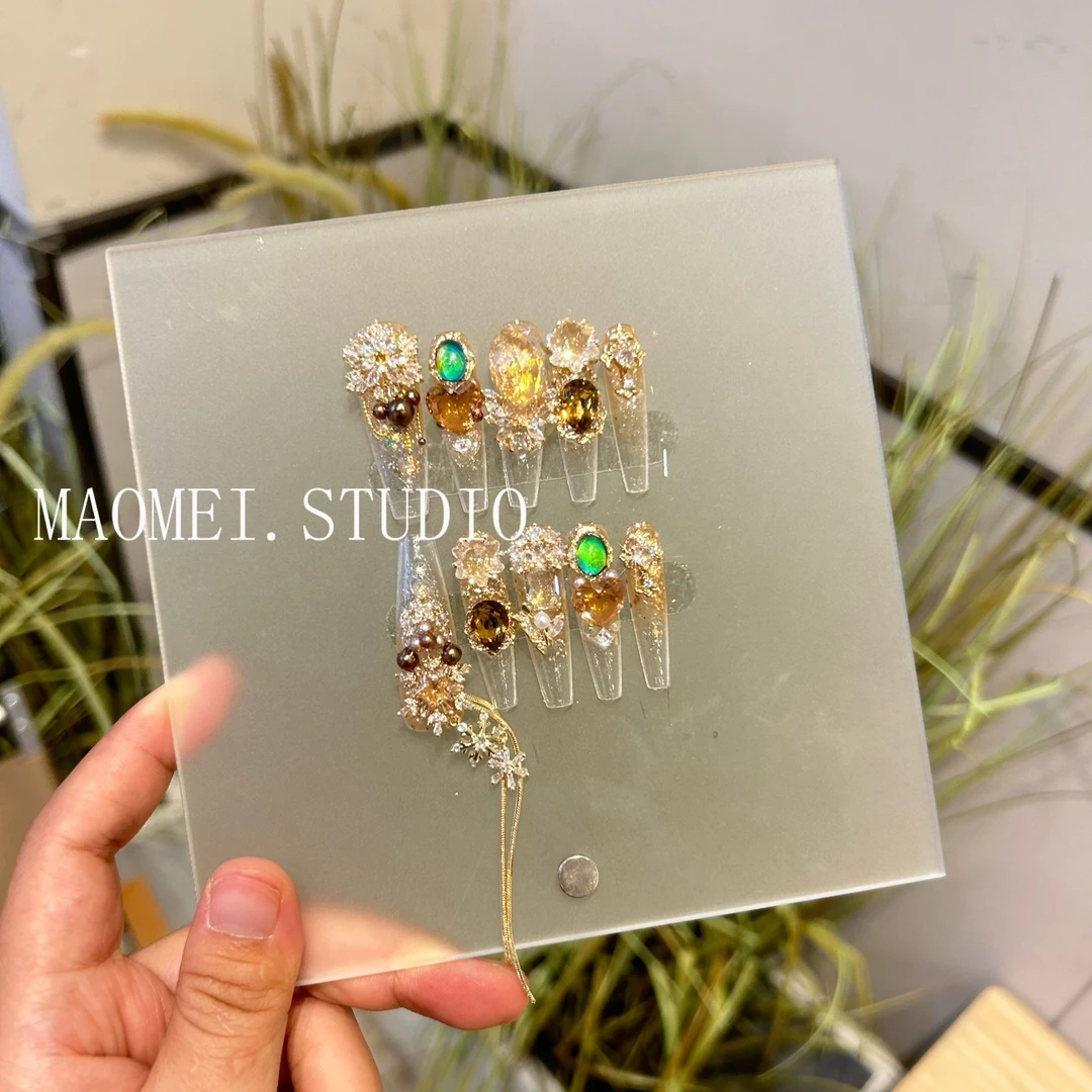 【西楼别序】猫妹设计穿戴甲 设计师款秋季显白冰透手工穿戴甲