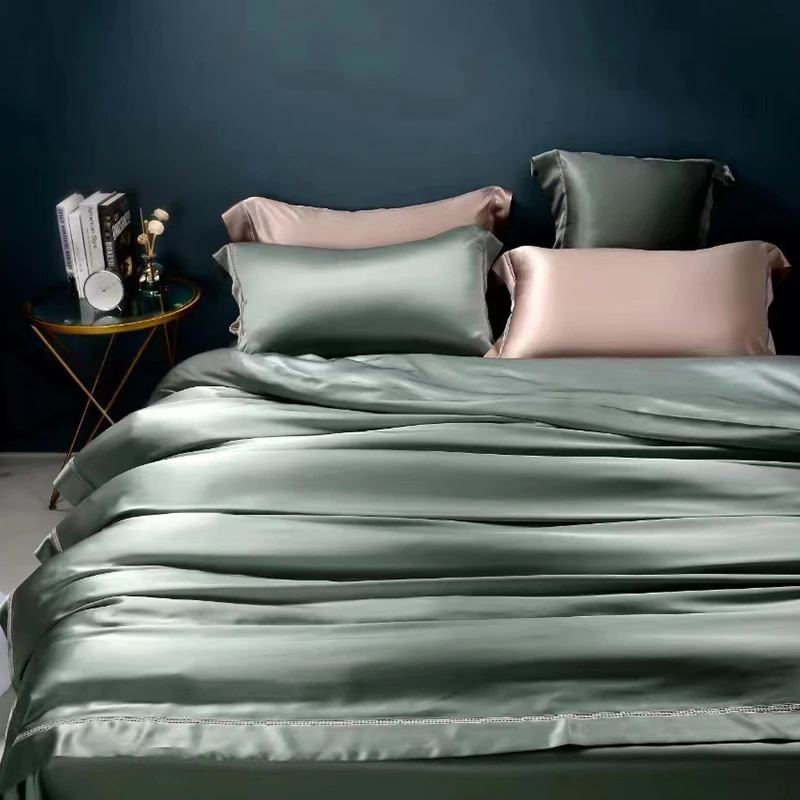 真丝桑蚕丝四件套透气舒适丝滑25mm纯色四件套轻奢真丝凉感床单