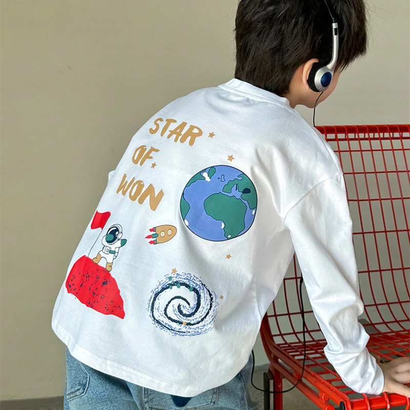 男童秋装新款长袖纯棉T恤韩版童装中大儿童打底衣服洋气圆领上衣