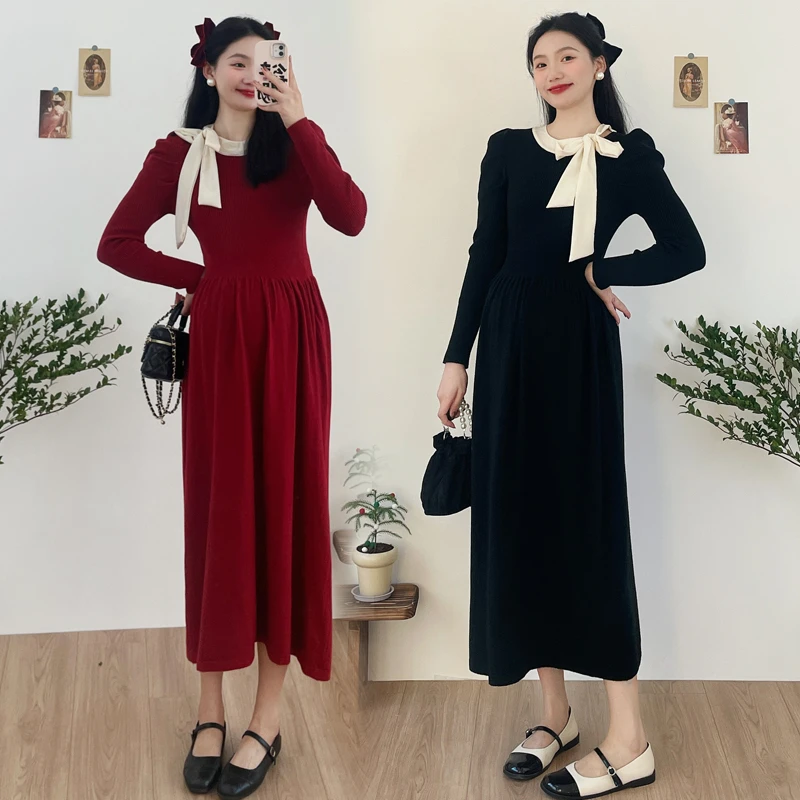 秋冬装大码孕妇装网红针织孕妇连衣裙加厚孕妇打底裙孕妇裙中长款