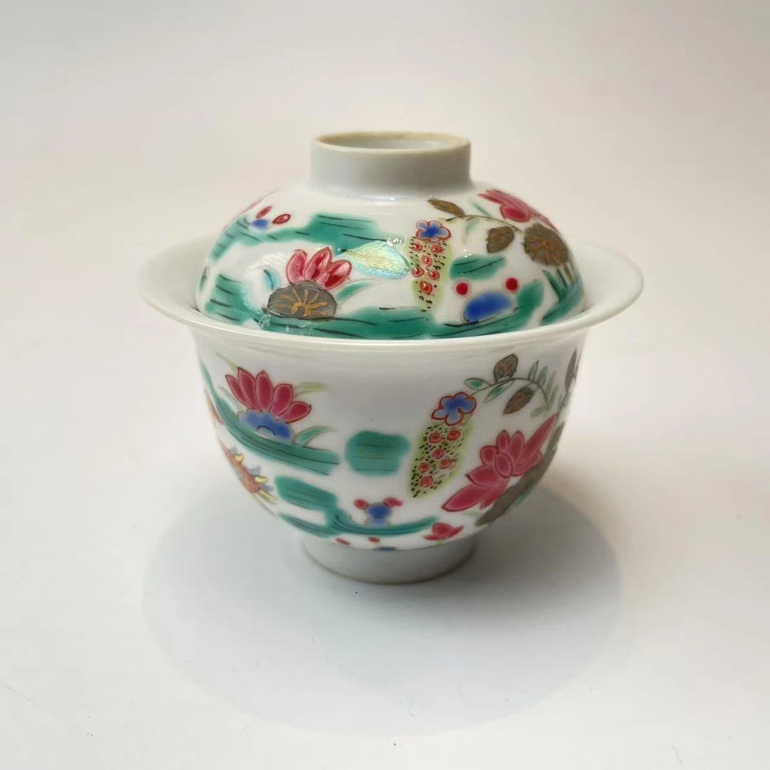 清雍正粉彩荷花盖碗BY00X1129