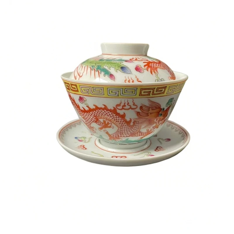 清粉彩龙凤呈祥盖碗BY02X0824