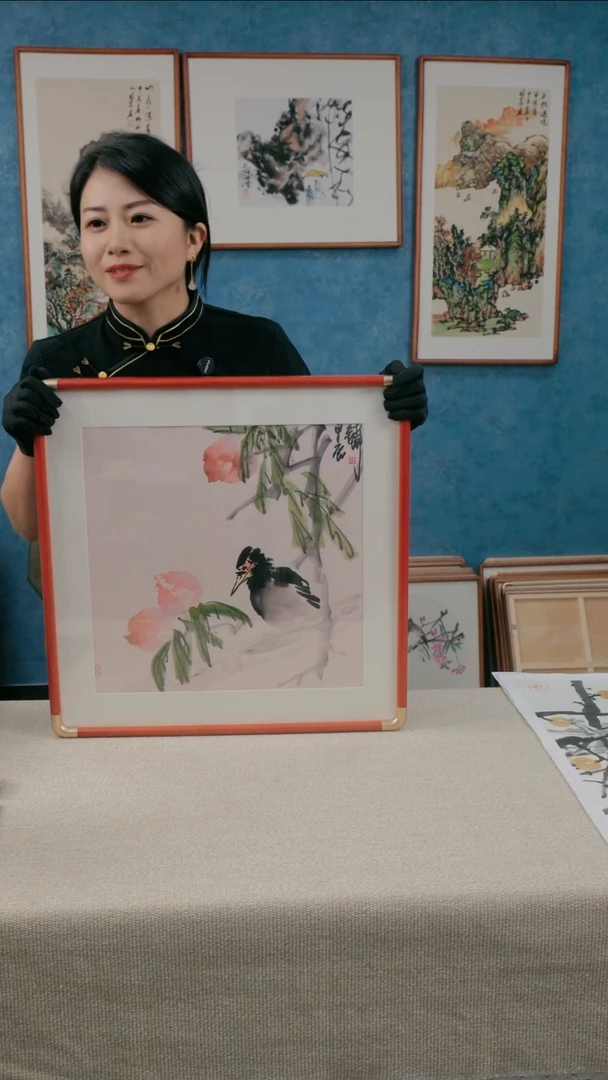 【闪购商品】绘画53*53实木框铁成花鸟