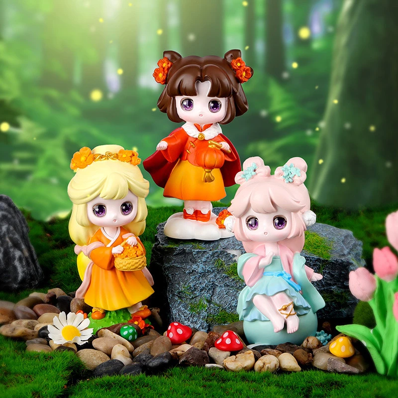 古风可爱少女桃李春风潮玩盲盒手办树脂工艺品可爱摆件
