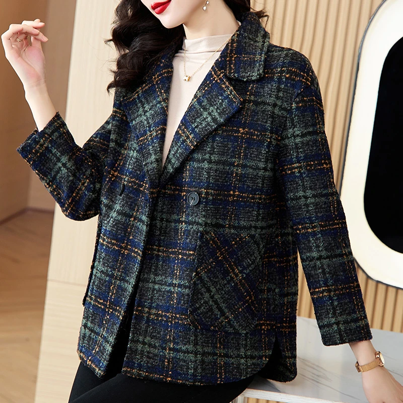 秋冬新款显瘦保暖高级感气质毛呢外套女百搭J668