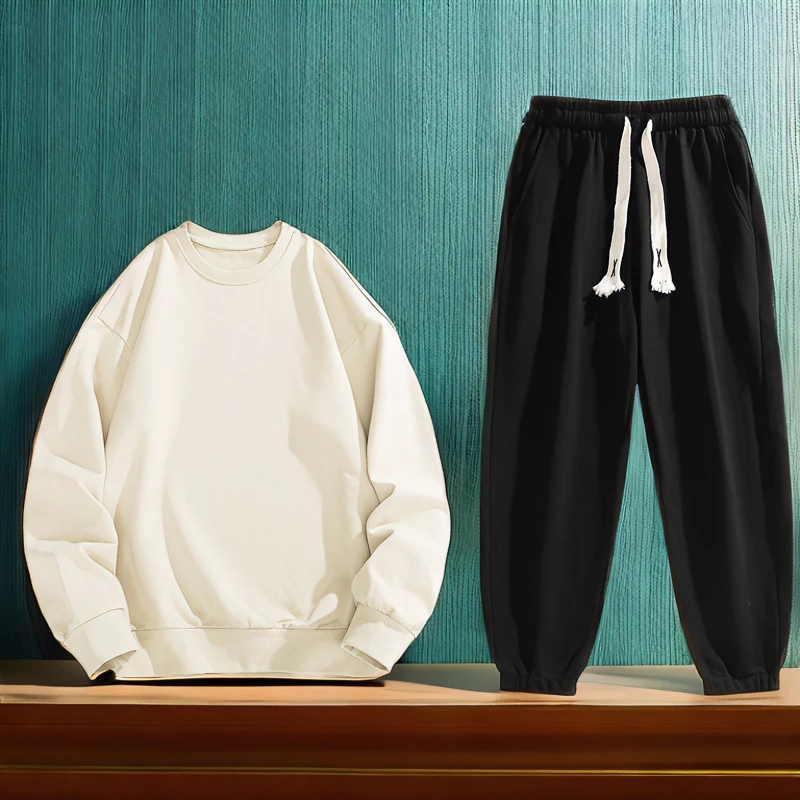 【新店福利】秋季男套装卫衣卫裤时尚运动休闲纯色宽松简约外套裤子