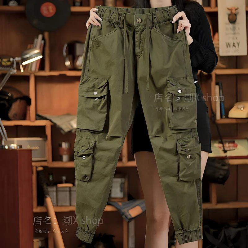 潮X秋冬季原创美式休闲裤男水洗工装裤男款潮牌束脚裤宽松多口袋