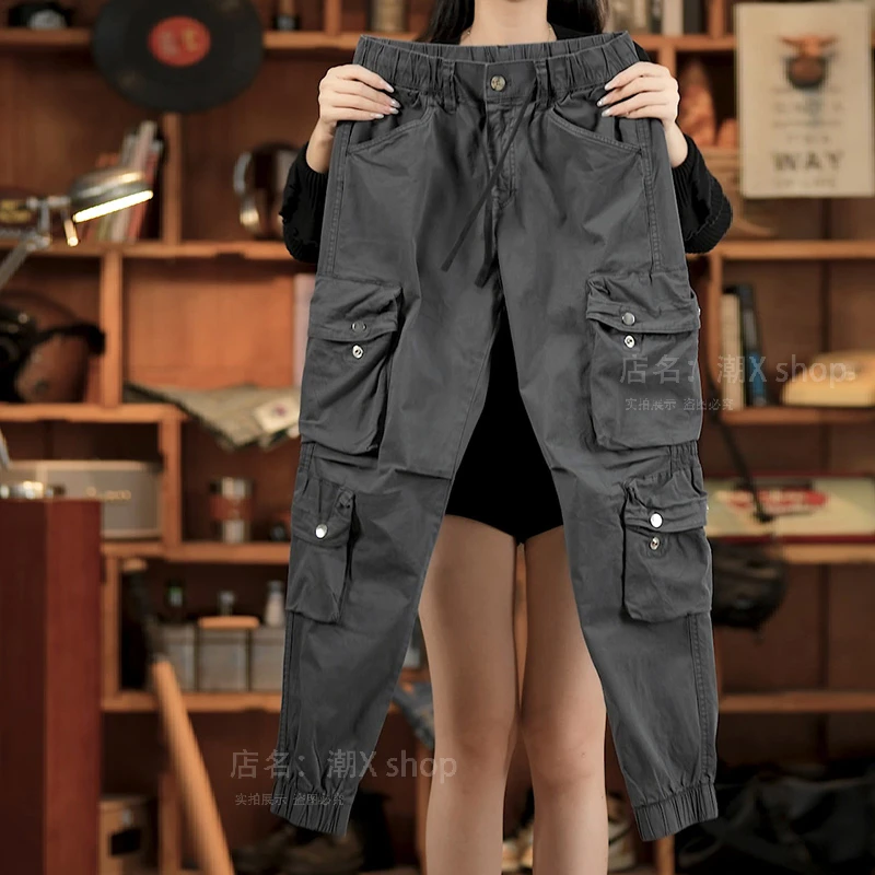潮X秋冬季美式宽松束脚休闲裤男士美式复古户外百搭潮流多口袋裤