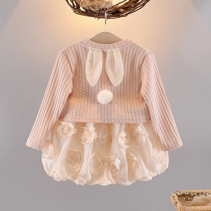 童装女童春装连衣裙2025新款洋气宝宝周岁礼服春秋儿童公主裙套装