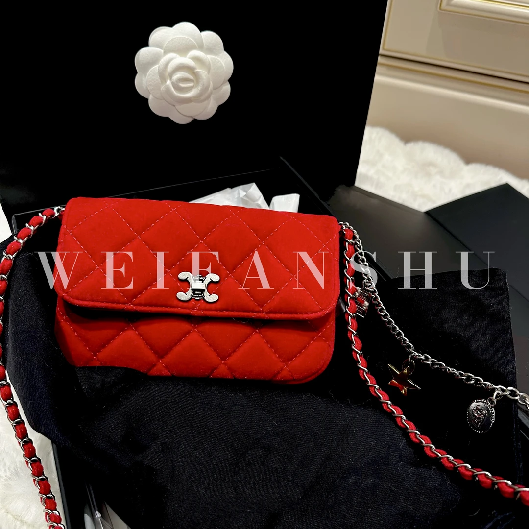 WEIFANSHU/魏凡舒【菱格小香风】2.55woc丝绒包包