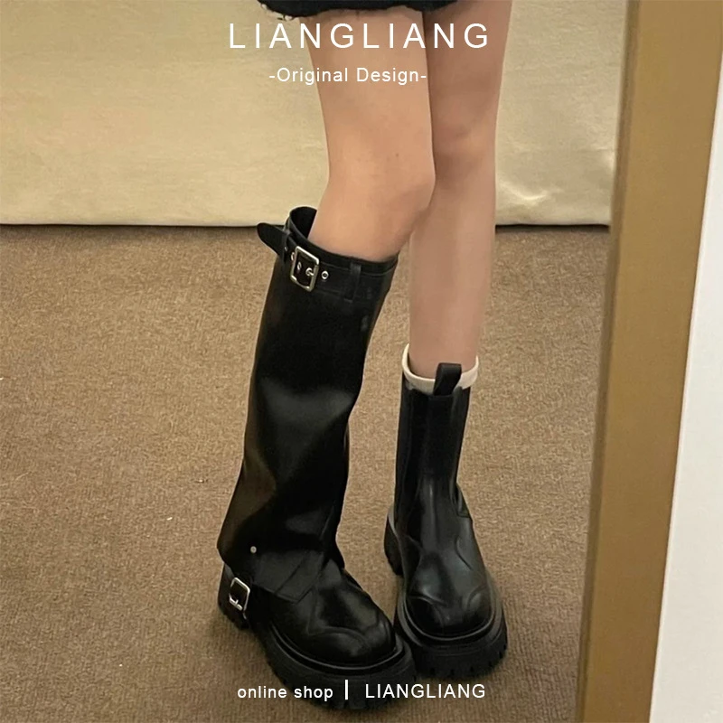 冬季回力休闲可拆卸两穿短靴长靴女新款韩版设计感厚底小众裤管