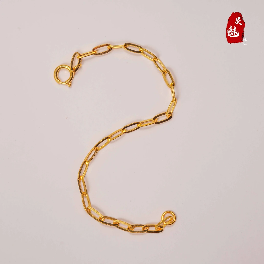 （灵魅）18K金方块延长链 半链 10cm