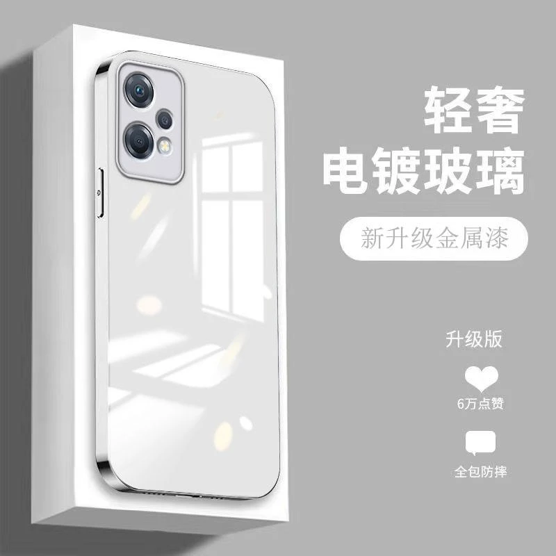 适用oppoK10X手机壳纯色简约轻奢女时尚高级感电镀玻璃壳保护套新