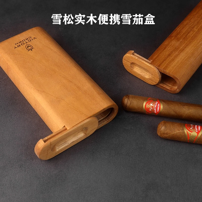 雪茄盒实木进口西班牙雪松实木便携雪茄盒2-3支装防尘保湿雪茄盒