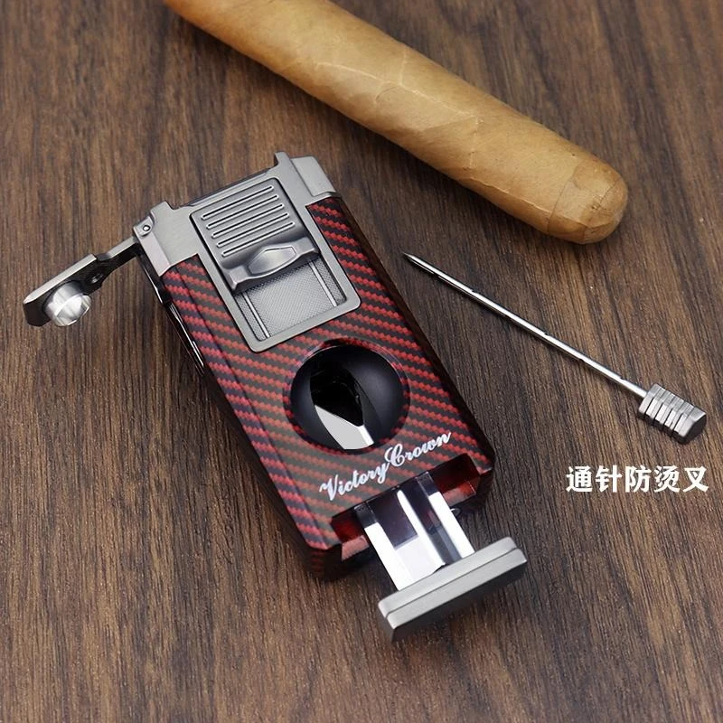 复古雪茄剪打火机一五合一多功能打火机锋利剪聚火双直冲活动通针