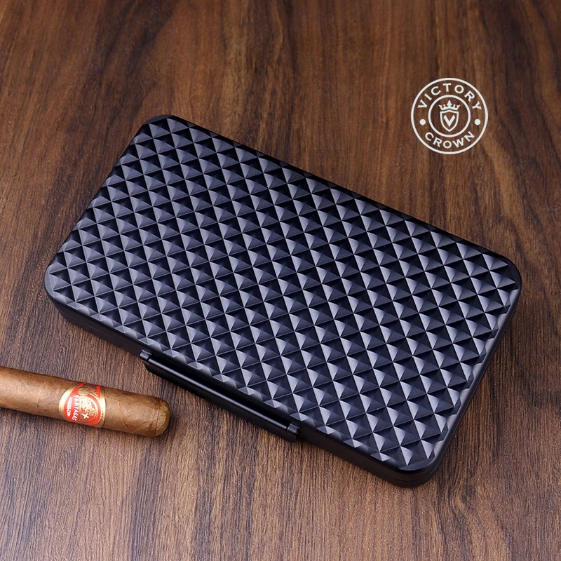 雪松木盒内衬3CM雪茄盒铝合金个性超薄雪茄便携盒五支装雪茄保湿