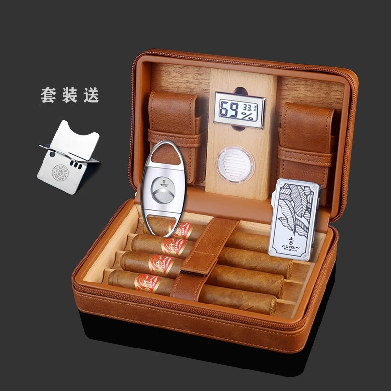 男雪茄盒随身醒茄盒外出便携包工具套装旅行收纳进口雪松木保湿盒