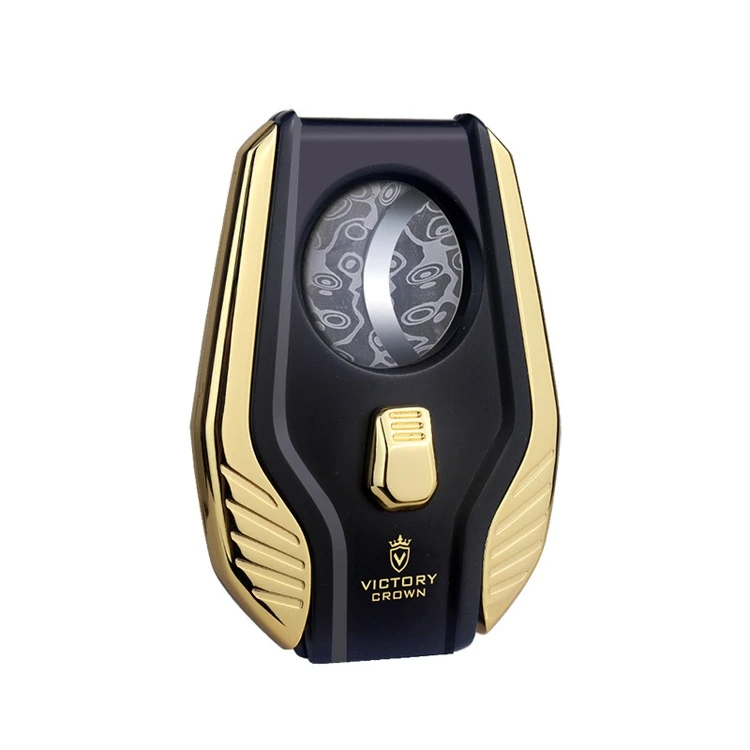 高档扇形雪茄剪刀进口大马士革雪茄剪 高端烟波纹半自动刀刃个性