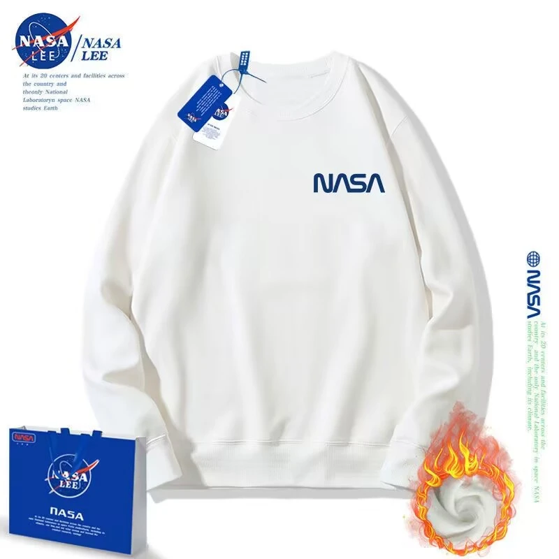 NASA官方联名2023新款秋冬加绒圆领卫衣男女同款潮流百搭宽松卫衣