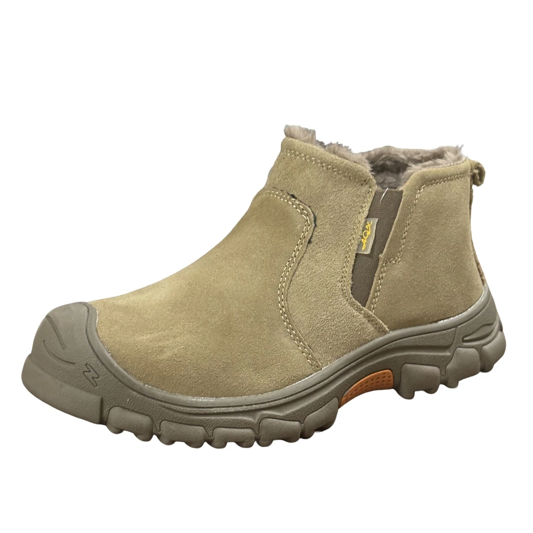 冬季劳保鞋一脚蹬棉橡胶防滑牛皮轻便舒适电焊车间防护安全鞋917