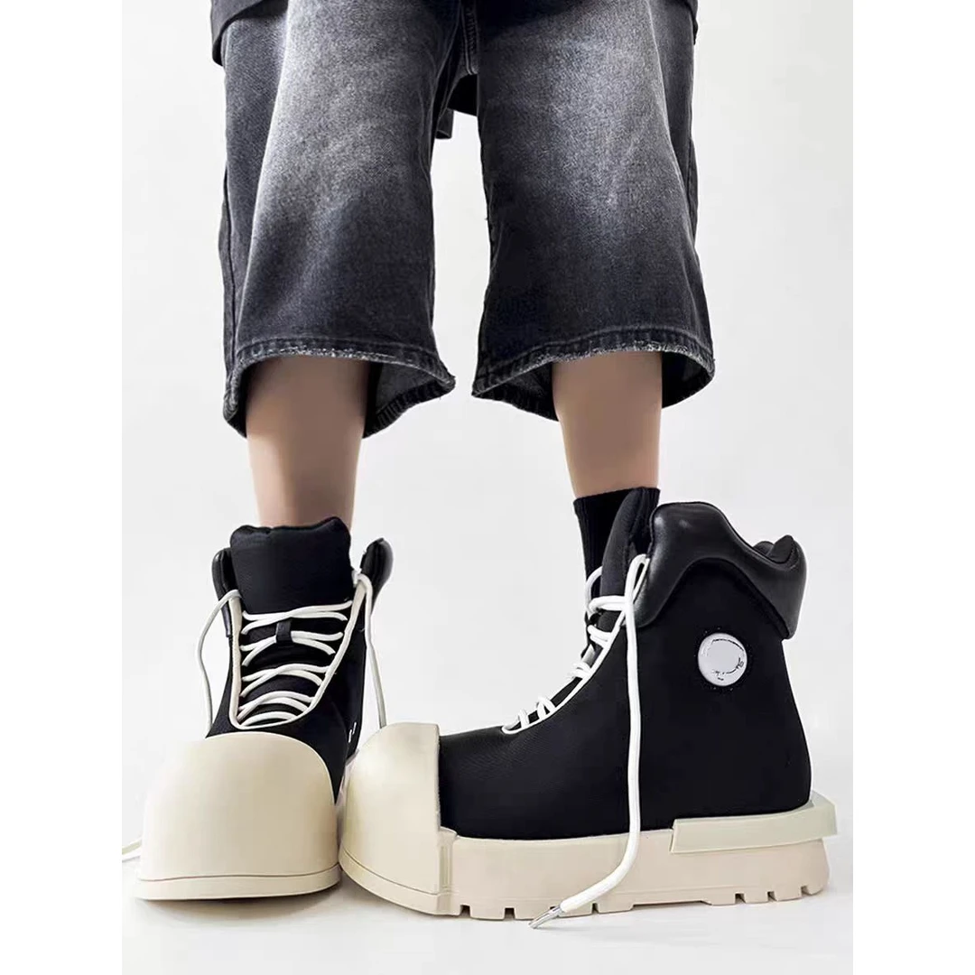 米奇大头高帮鞋男厚底增高马丁靴小众美式高街风板鞋情侣面包鞋女