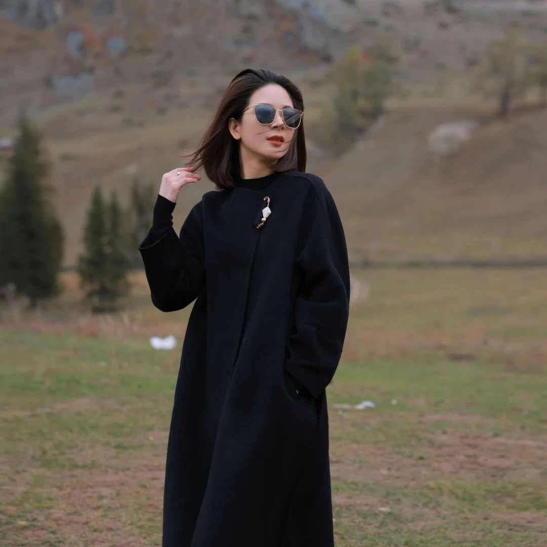 ANGELIAORIGINAL永恒岁月 羊毛山羊绒秋冬系腰带双面呢大衣#344