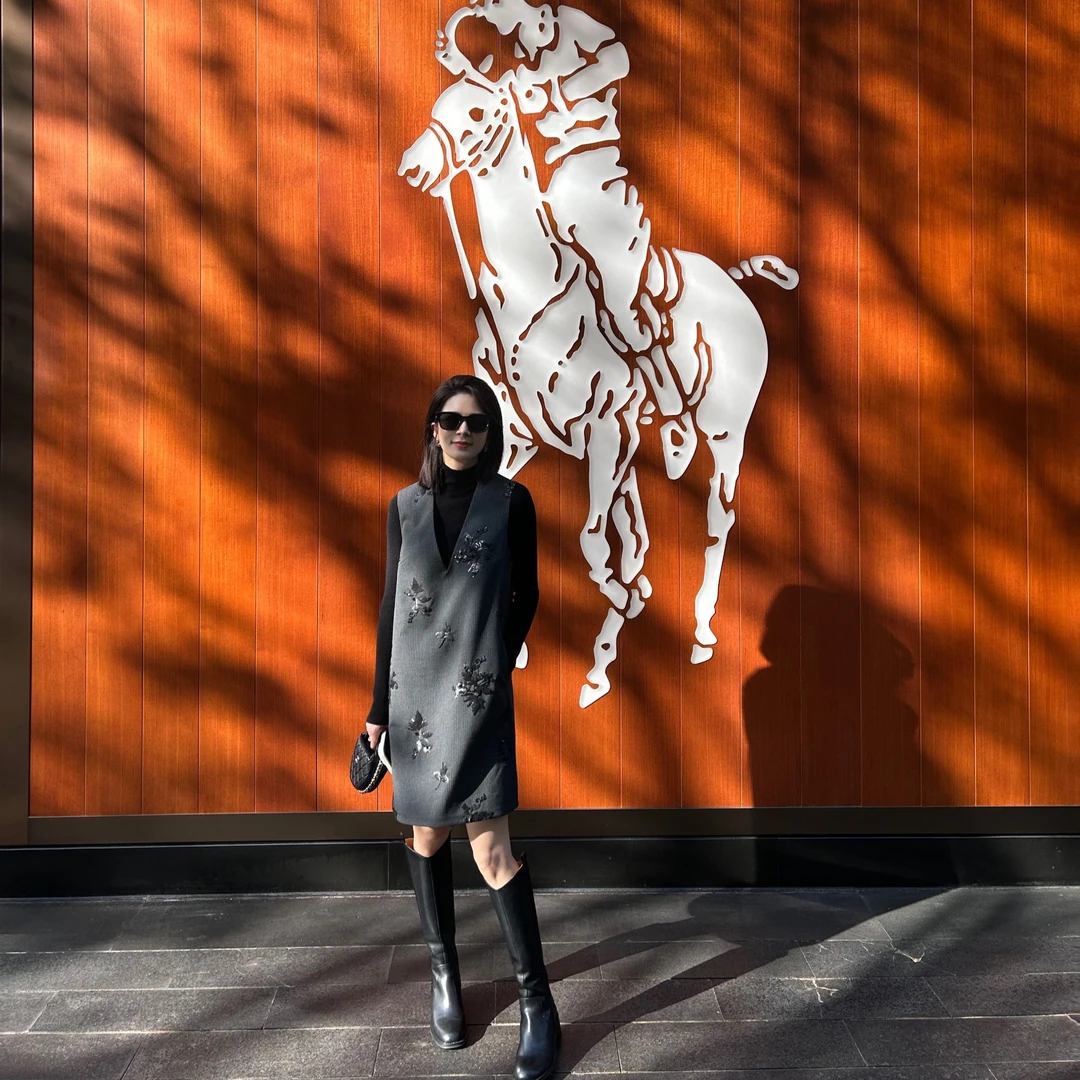 ANGELIAORIGINAL月夜繁星 重工珠片显瘦秋冬马甲背心连衣裙#334