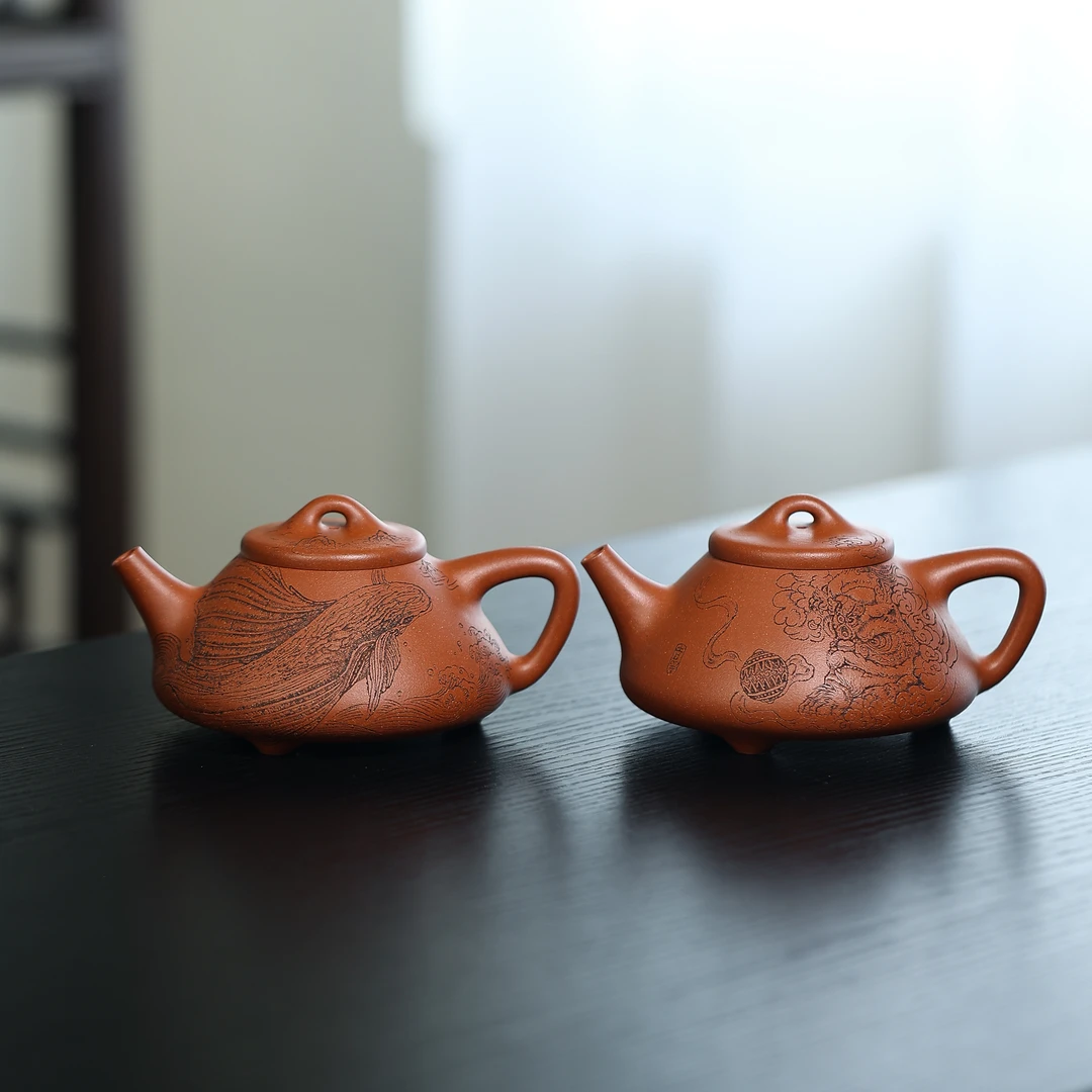 【子冶石瓢】190cc 60目宝山精挑红降破 黄龙山原矿紫砂壶