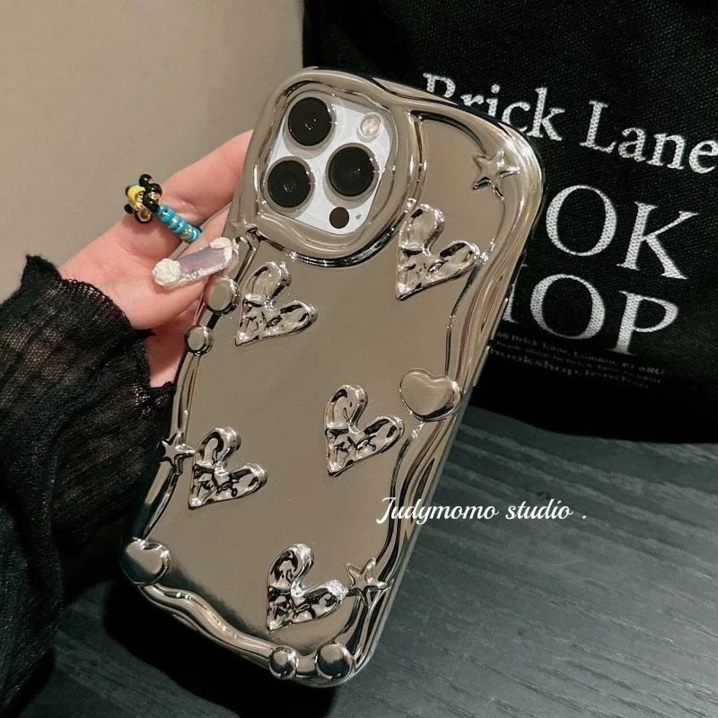 奢腾适用苹果iPhone14手机壳高级感电镀银爱心12网红13pro简约11