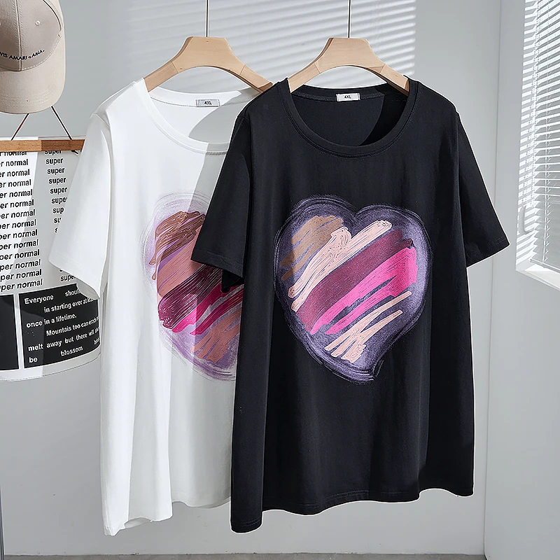 S5503大码女装夏季新款2024胖MM短袖T恤230斤加肥宽松遮肚子上衣