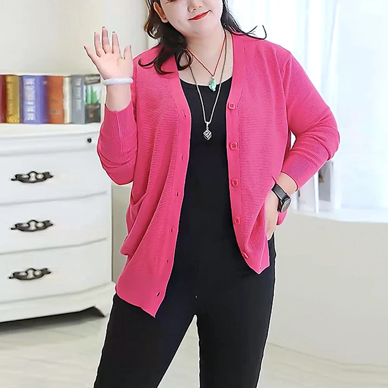 8389大码女装宽松显瘦开衫毛衣针织外套280斤春秋休闲胖mm上衣女