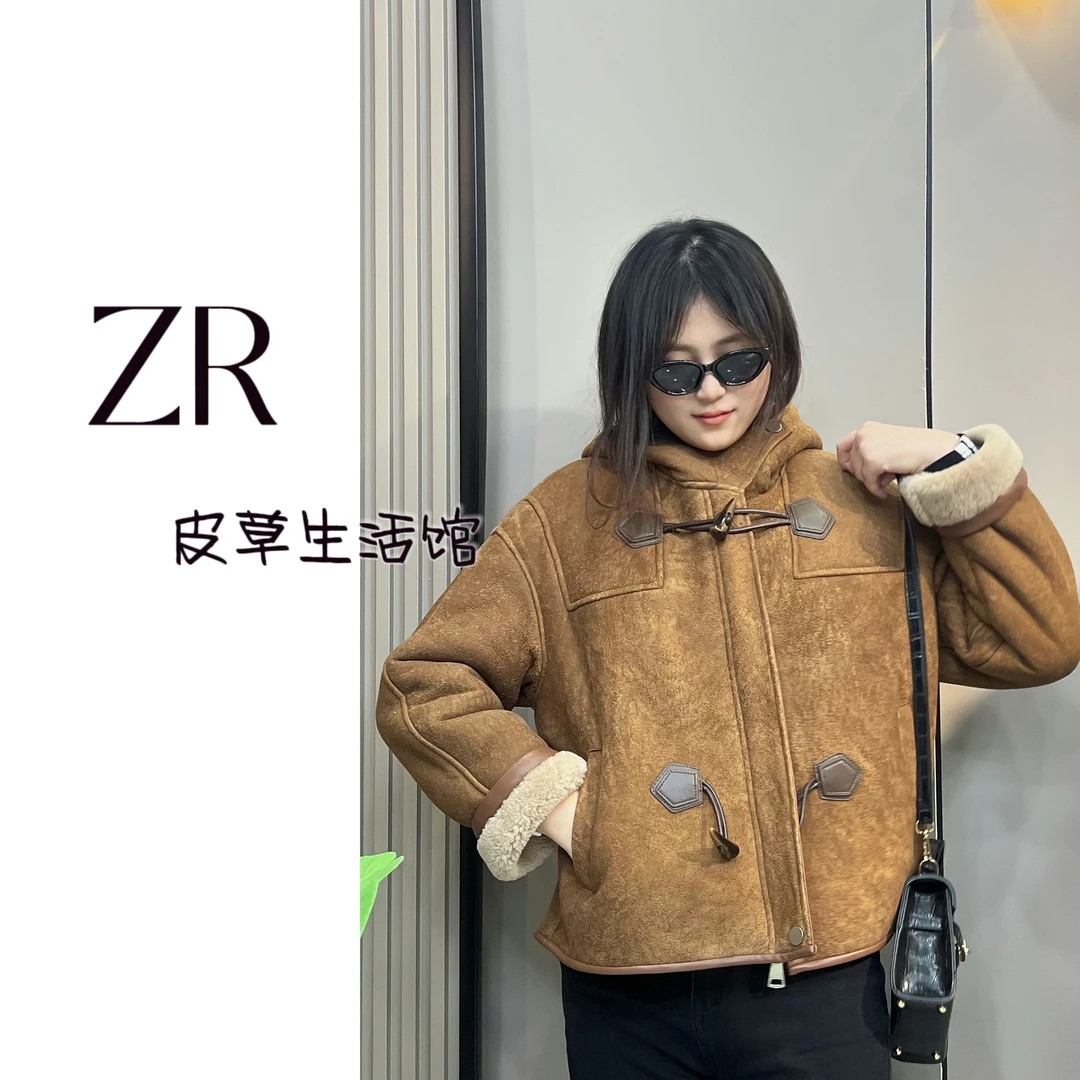 【ZR】2024爆款外套皮毛一体韩版修身百搭